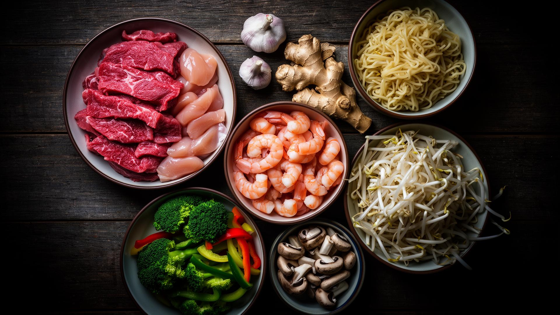 Fresh ingredients laid out in bowls